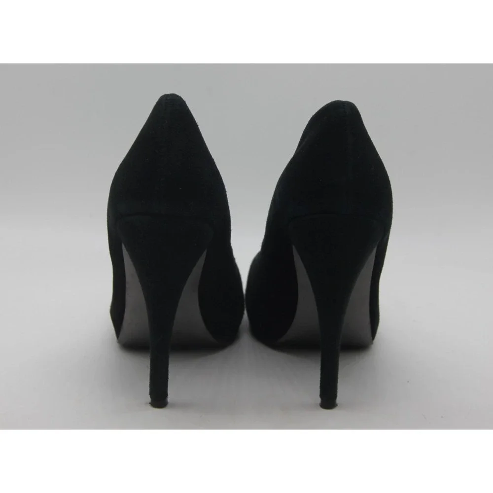 Steve Madden Black Suede Trinitie Heels 7M Platform Glam Night Out Statement Y2K